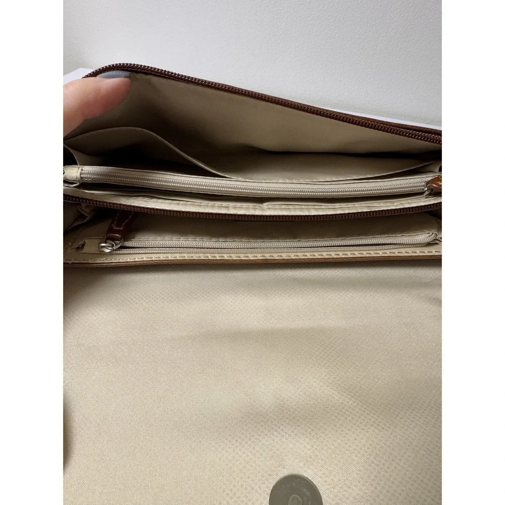90's GIANI BERNINI‎ Genuine Leather Brown Shoulder Purse/Organizer